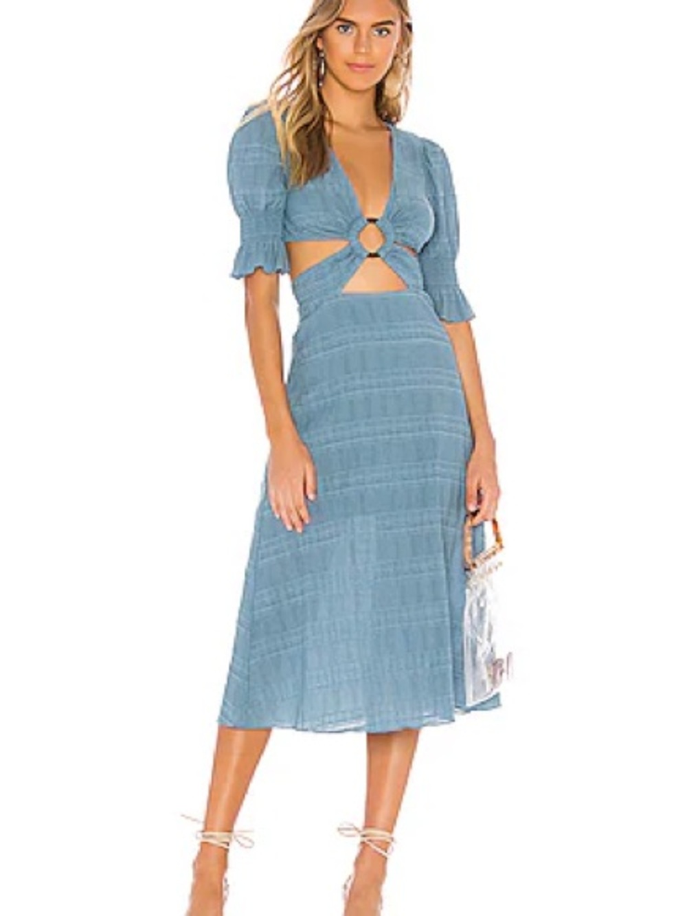 Tularosa Nanette Midi Dress in Dusty Blue — Size XS